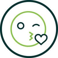 Kiss Wink Heart Vector Icon Design