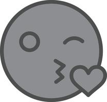 Kiss Wink Heart Vector Icon Design