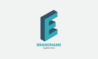 illustration of letter E with 3d shadow. Initial E letter logo template, vector icon design.