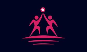 Young people join hands. Friends with stack of hands showing unity and teamwork, top view. Vector flat illustration.Vector graphic design illustration.abstract silhouette people isolated on navy blue.