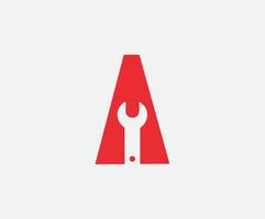 A Letter Logo Template vector icon design.  Initial A letter logo.  Building A letter icon. Representation of letter A with wrench and drill bit.