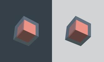 Front view of a cube enclosed in a transparent box on different backgreound. vector