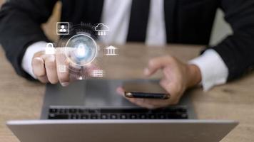 Cyber Protection Data Security Internet Privacy Internet technology concept on virtual screen. photo