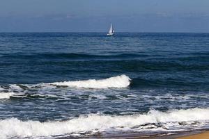 Coast of the Mediterranean Sea in northern Israel. photo