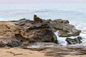 Coast of the Mediterranean Sea in northern Israel. photo