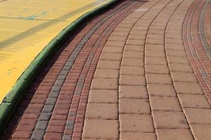 Pavement along the road for pedestrian traffic. photo