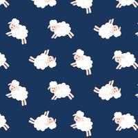 Childish seamless pattern with a cute sheep. Drawn pattern in scandinavian style. Vector illustration.