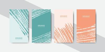 colección de pancartas grunge abstracta en colores pastel azul y naranja para historias de plantillas de redes sociales vector