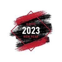 Red color happy new year 2023 background with a grunge brush stroke vector