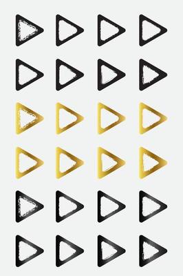 Set of grunge round triangle border frames with black gold and metallic color