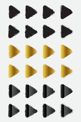 Set of grunge round triangle border frames with black gold and metallic color