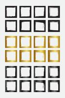 Set of grunge square border frames with black gold and metallic color vector