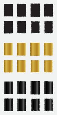 Set of grunge rectangle border frames with black gold and metallic color