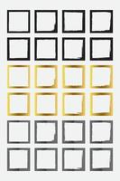 Set of grunge square border frames with black gold and metallic color vector