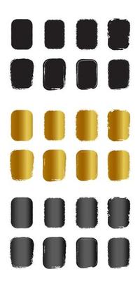 Set of grunge round rectangle border frames with black gold and metallic color