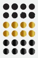 Set of grunge circle border frames with black gold and metallic color vector