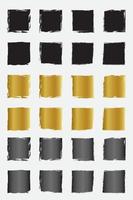 Set of grunge square border frames with black gold and metallic color vector