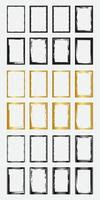 Set of grunge rectangle border frames with black gold and metallic color vector
