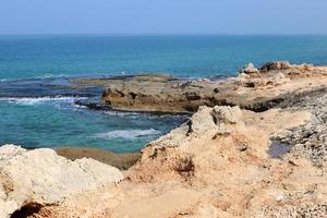 Coast of the Mediterranean Sea in northern Israel. photo