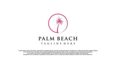 Palm beach design vector with creative simple and unique concept Premium Vector