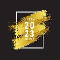 Happy new year 2023 background with a grunge gold brush stroke vector