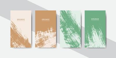 colección de pancartas grunge abstracta en colores pastel marrón y verde para historias de plantillas de redes sociales