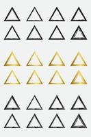 Set of grunge triangle border frames with black gold and metallic color vector