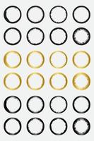 Set of grunge circle border frames with black gold and metallic color vector