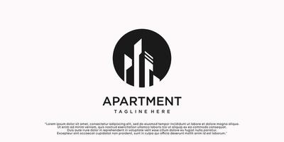 plantilla de diseño de logotipo de apartamento de construcción con vector premium de concepto creativo
