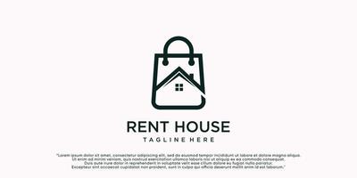 House rent logo design template with bag icon and creative concept Premium Vector