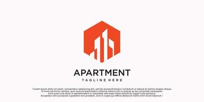 Building apartment logo design template with creative concept Premium Vector