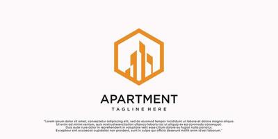 Building apartment logo design template with creative concept Premium Vector