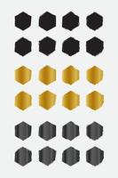 Set of grunge hexagon border frames with black gold and metallic color vector