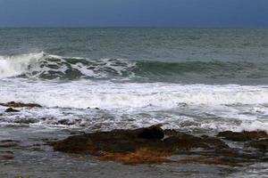 Coast of the Mediterranean Sea in northern Israel. photo