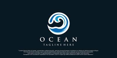 Modern ocean logo template, simple water illustration for business Premium Vector