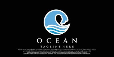 plantilla de logotipo de océano moderno, ilustración de agua simple para vector premium de negocios