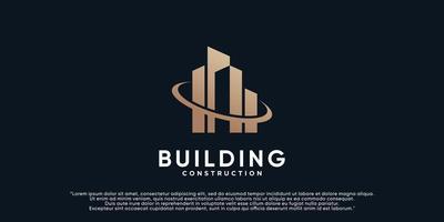 Building logo design illustration for business construction with creative concept Premium Vector