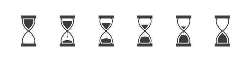 icono de reloj de arena negro. símbolo de tiempo logotipo de reloj de arena. señales de reloj signos de temporizador. ilustración vectorial vector