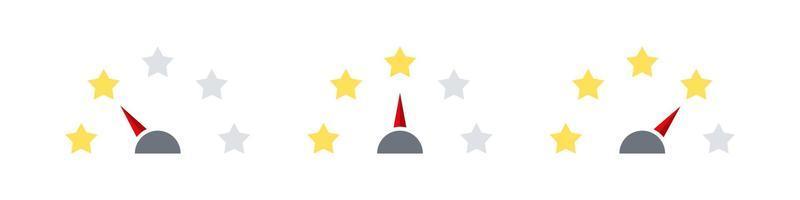 Rating scale sign. Satisfaction meter. Rating stars. Minimum to Maximum. Vector illustration