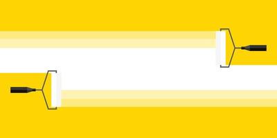 Banner for advertising. White painting roller yellow background. Paint roller with space for text. Vector illustration