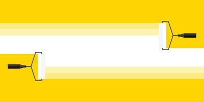 Banner for advertising. White painting roller yellow background. Paint roller with space for text. Vector illustration