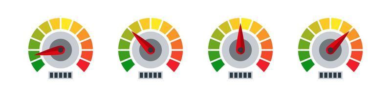 iconos de calibre. medidor de nivel de riesgo. indicador de nivel. medición del desempeño. gráfico vectorial vector