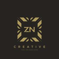 vector de plantilla de logotipo de monograma de ornamento de lujo de letra inicial zn