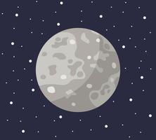 Cartoon solar system planet in flat style. Mercury planet on dark space with stars vector illustration.