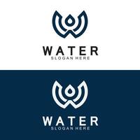 Initial Letter W Drop Water Mineral Aqua Liquid Oil Blue Modern Logo Design vector