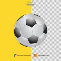 Balón de fútbol 3d, color negro wahite, ilustración vectorial vector