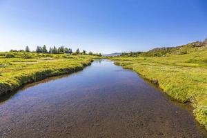 River in Thingvellir National Park in Iceland on a sunny day in summer 2017 photo