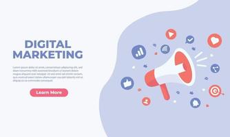 Digital marketing and mobile marketing concept. Social media Marketing strategy and business promotion landing page template vector