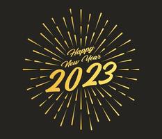 Happy new year 2023 background with elegant golden fireworks. Suitable for greeting cards, banner, invitations vector