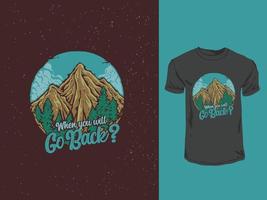 el diseño de camiseta vintage de la memoria del campamento de montaña vector